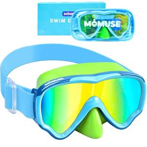 lot 10255 image: MOMUSE Kids Swim Goggles 3-14 with Soft Fabric Strap, 3D No-Leak Nose Cover