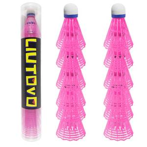 lot 12047 image: LIUTOVO Nylon Badminton Shuttlecocks 12-Pack Pink