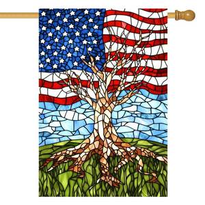 lot 14181 image: DZGlobal Patriotic House Flag 28 x 40 Double Sided