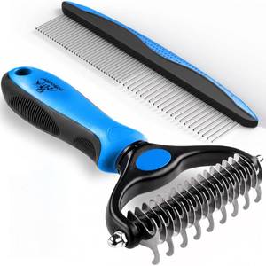 lot 14191 image: Pat Your Pet Deshedding Brush & Metal Comb Combo