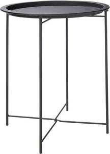 lot 17206 image: Round Metal Folding Side Table with Detachable Tray