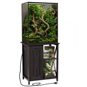 lot 17213 image: Herture 67-Gallon Reptile Tank Stand with Power Outlet  Retail $139.99