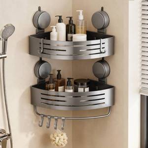 lot 19526 image: Structoline Aluminum Shower Caddy(2-Pack Gray),Shower Shelves for Wall.