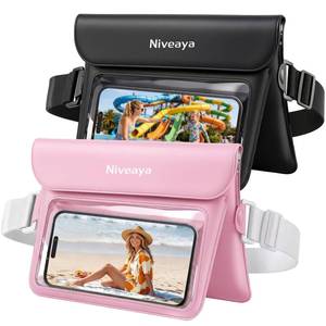 lot 20102 image: Niveaya Double Space Waterproof Fanny Pack, IPX8 Waterproof Dry Bag Waist Pouch for Beach, Kayaking, Swimming, Boat Travel Essentials, Waterproof Phone Bag & Passport Holder for Women Men(2 Pack)