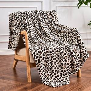 lot 20108 image: Edenleaf Leopard Print Blanket Fleece Throw for Bed Sofa Travel and Camping, Super Soft Cozy Fluffy Plush Cheetah Print Blanket for All Seasons 50x60 (Cream)