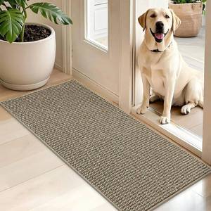 lot 20110 image: BEQHAUSE Dirt Trapper Door Mat 20 x 48, Non-Slip Washable, Light Beige