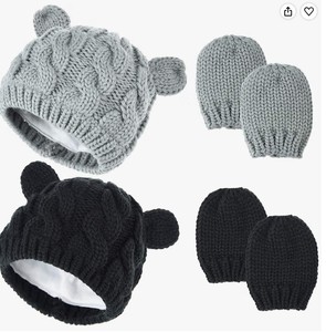 lot 8262 image: 2 piece set baby warm winter hat.Ages 1-3 years old