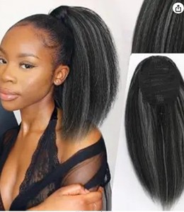 lot 18452 image: LEOSA Highlighted Ponytail Extension 14 Yaki Drawstring