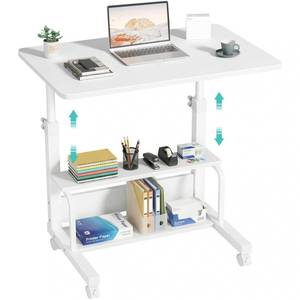 lot 1297 image: WINAZ Small Portable Laptop Rolling Desk - 32 Mobile Kids Desk with Wheels for Small Spaces, White��31.5