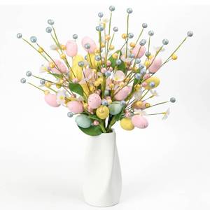 lot 1306 image: MIRATE 6 Pcs Easter Egg Picks 17.5 Inch Easter Floral Picks and Sprays for Easter Trees and Branches, Berry Stems for Vase, Spring Floral Picks, Easter Centerpiece and Decor,Spring Stems for Vases