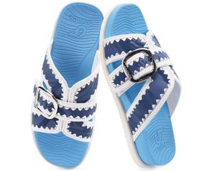 lot 1310 image: COFACE Womens Flat Sandals 2026 Fashion Summer Dressy Trendy Walking Sandals with Arch Support Size 10 Beach Blue Orthopedic Sandals Outdoor Slides