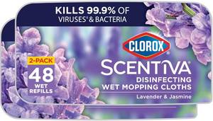 lot 1370 image: Clorox Scentiva Disinfecting Wet Mopping Cloths, 24 Ct., 2 Pack