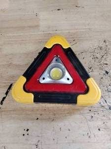 lot 2073 image: Triangular LED Work Light with Red Handle Yellow Trim