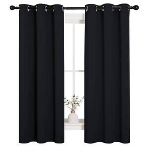 lot 2083 image: NICETOWN Black Blackout Curtains for Living Room 34 w x 63 L 2 Panels