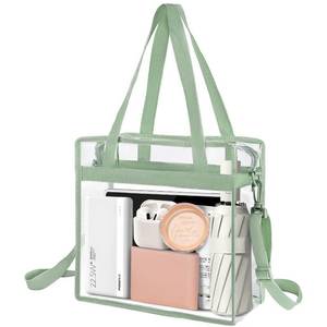 lot 2097 image: BAGAIL Clear Bags 12x6x12 Stadium Approved Clear Tote Bag with Zipper Closure Crossbody Shoulder Bag with Adjustable Strap(Matcha Green)