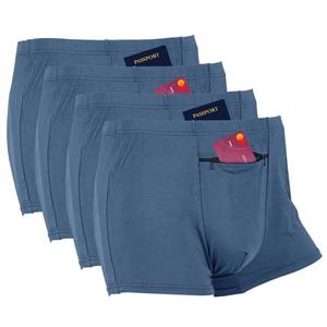 lot 2099 image: LUEXBOX Pocket Underwear for Men with Secret Hidden Pocket, Travel Boxer Briefs, Small Size 4 Packs (Blue)
