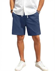 lot 2128 image: KOMENTIR Mens Casual Shorts Lightweight 7 Inch Inseam Stretch Shorts with Pockets Elastic Drawstring Waist for Summer Travel L Blue