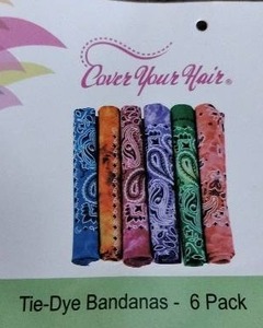 lot 2133 image: Cover Your Hair Tie-Dye Bandanas 6 Pack f-30300