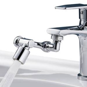 lot 2138 image: 1080°Swivel Faucet Extender, Sink Water Faucet Aerator Extension in Brass, Swivel Robotic Arm Bathroom Faucet Extender, Rotating Extension Filter with 2 Mode Splash