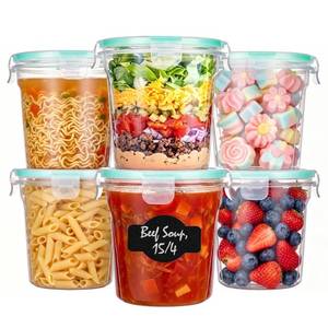lot 9697 image: Vtopmart 6 Pack 24oz Soup Containers with Airtight Lids, Deli Containers for Take-Out, Plastic Food Freezer Storage Containers for Meal Prep, Salad, Fruit, Lunch, MicrowaveDishwasherFreezer Safe