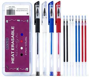lot 10273 image: OZXTYO Heat Erasable Fabric Marking Pens 4 Pens  8 Refills, No Ghost Lines,Disappearing Ink Precision Fabric Markers for Sewing Quilting Embroidery Dressmaking