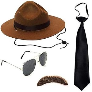 lot 10281 image: Tigerdoe State Trooper Costume - 4 Pc Set - Canadian Mountie Costume - Park Ranger Costume - Highway Patrol Costume Brown (B071LMLD5R)