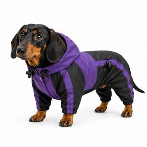 lot 10323 image: Lovelonglong Welsh Corgi Dog Hooded Raincoat, Dachshund Rain Jacket Poncho Waterproof Clothes with Hood Breathable 4 Feet Four Legs Rain Coats for Corgis Dachshund Purple D-S