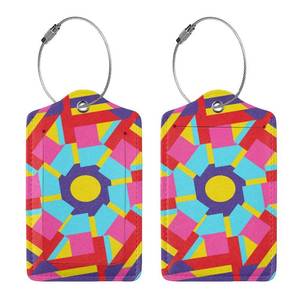 lot 10350 image: Luggage Tags for Suitcases Funny Leather Carnival Cruise Luggage Tags Cute Travel Name Tags for Cruise Ships Travel Essentials 2 Pack (Geometric Figure)
