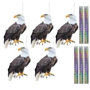 lot 10355 image: Plastic Hawk to Scare Pigeon Away from Porch Patio Balcony, 5Pcs Pigeon Scare Devices, Flat Fake Hawk to Keep Pigeon Away with Reflective Tape, Garden Hawk to Scare Woodpecker Squirrel for Outdoor