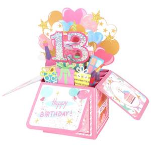 lot 10365 image: lasuroa 13th Happy Birthday 3D Cards, Shinny Birthday Pop Up Card with Envelope Happy Sweet 13th Decoration Creative Bday Gift for Boys and Girls
