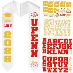lot 10386 image: Glenmal 8sheet Large Graduation 2026 Iron on Patch Transfer Class of 2026 a to Z Vinyl Letter Grad Number Sticker DIY Craft for Stole Sash T-Shirt Cap Clothing Backpack Jacket(Red Gold)