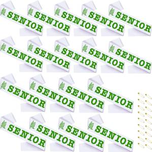 lot 10402 image: SKJIAYEE 18 Pack Class of 2026 Senior Sashes, White Satin Finally Graduated Sash with Green Printing Letters Cheerleader Senior Sashes for Class of 2026 Graduation Party Celebrations Supplies