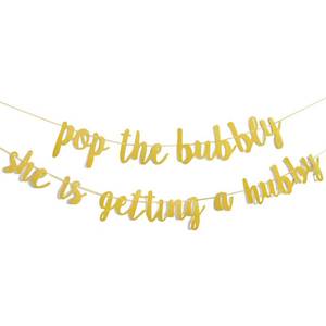 lot 10408 image: Bachelorette Party Decorations Glitter Gold Pop The Bubbly She Is Getting A Hubby Banner Bridal Shower Engagement Wedding Girls Night Out Hen Party Supplies Golden Photo Props