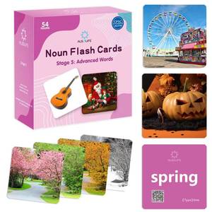 lot 12183 image: ALSOLIFE 54 Advanced Word Noun Flash Cards for Kids