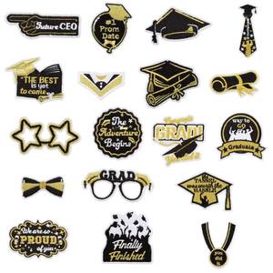 lot 12190 image: XoGiyu 18pc Graduation Embroidered Iron-On Patches