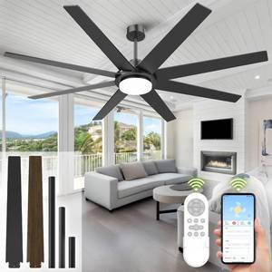 lot 13495 image: BrilMaison 72 Inch Ceiling Fan with LED Light  Retail $159.99