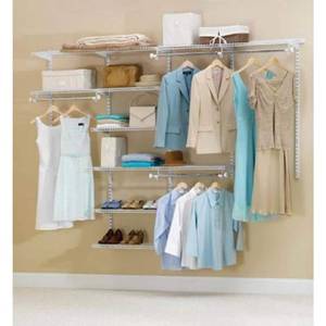 lot 13515 image: Rubbermaid Expandable Closet Kit 4-8ft Model 2180-4364