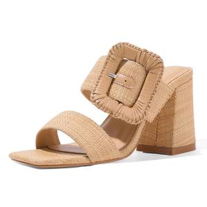 lot 17260 image: Ancomafio Womens Heeled Sandals Raffia Square Toe Size 7