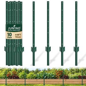 lot 17299 image: Fence Posts 6FT, Metal U Posts for Wire Fence, 10 Pack, Green