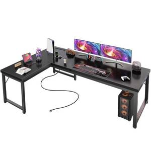 lot 17301 image: Huuger 63 Inch L Shaped Desk with Power Outlets  Retail $139.99