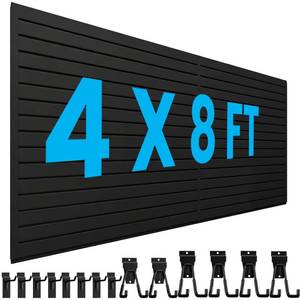 lot 17304 image: AQOVOR 4x8 FT Slat Wall Paneling with 16 Hooks  Retail $179.99
