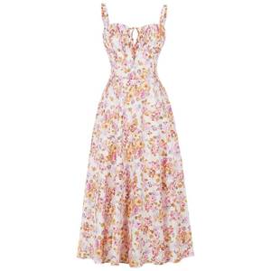 lot 18495 image: ABEHIK Floral Corset Sundress Womens M Pink Yellow