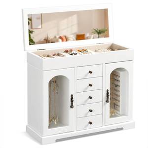 lot 19531 image: Miratino Jewelry Box for Women Girls, Wooden Jewelry Organizer Box with Mirror, 5 Layer Jewelry Storage Case Display for Necklaces Earrings Rings Bracelets Valentines Day Gifts