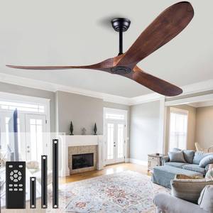 lot 19537 image: EOPETY 60 Inch Ceiling Fan Without Light ��Wood Indoor Outdoor Ceiling Fans No Light for Patios Living Room Bedroom Porch Big Ceiling Fan for Flat Sloped Ceiling(Walnut)