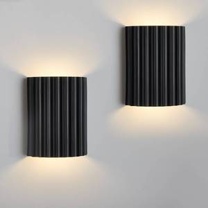 lot 19552 image: NUSRAN Black Gypsum Modern LED Wall Sconces Wall Lighting Set of 2, Indoor Hardwired Walls Mount Light Fixtures Up Down Lamp for Hallway Bedroom Living Room Dining Room��Bulbs Included��