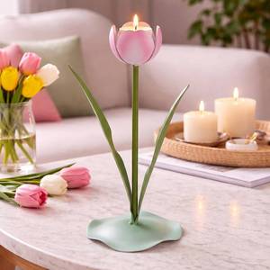 lot 19555 image: Remerry 9.4 x 3 Spring Tulips Candle Holders Spring Pink Flower Tealight Candle Stick Holder for Tealight Holder Table Centerpieces Wedding Holiday Tabletop Decor Anniversary Engagement Gift