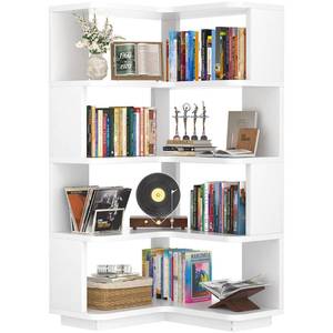 lot 19569 image: Armocity Corner Book Shelf - 5-Shelf L Shaped Corner Bookshelf with Baffle