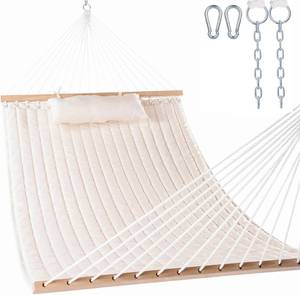 lot 19583 image: Lazy Daze Double Quilted Hammock with Pillow for Outside, Fit 13-15Ft Stand