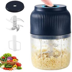 lot 20130 image: Portable Cordless Electric Garlic Chopper, 400ML Mini Rechargeable Food Processor with 6 Stainless Steel Blades, Small Vegetable Onion Mincer for Salad Fruit Baby Food Prep (Blue) (Minor Cosmetic Damage)
