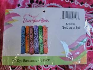 lot 20132 image: Cover Your Hair Tie-Dye Bandanas 6 Pack f-30300